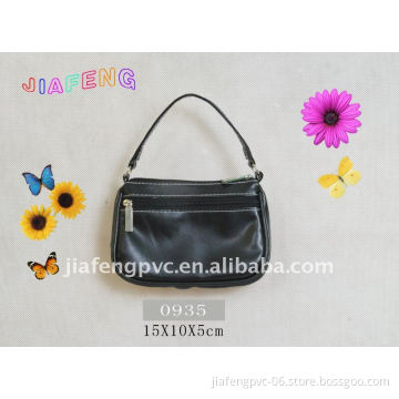 Noblest Black PU Hand bag with Front Zipper Pocket